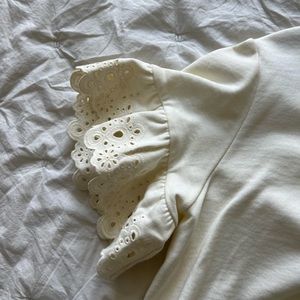 & Other Stories cream embroidered sleeve top